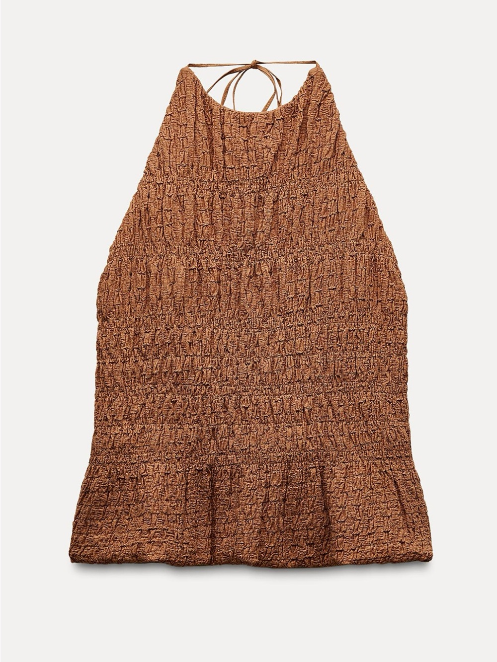 Zara Brown Textured Halter Women's Top